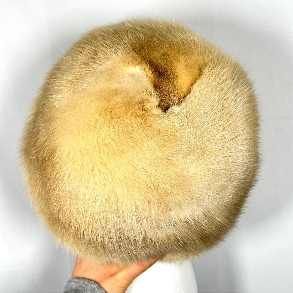Carme Mir La Bisbal Pillbox Hat Mink Fur Blonde OS - Picture 5 of 13